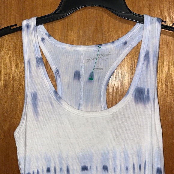 •UNIVERSAL THREAD•WHITE & BLUE RIBBED TIE-DYE RACERBACK TANK TOP SIZE MEDIUM - Picture 7 of 11